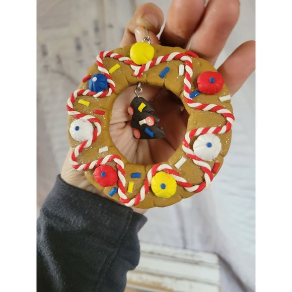 Tree wreath ornament gingerbread candy Xmas vintage - Picture 6 of 6